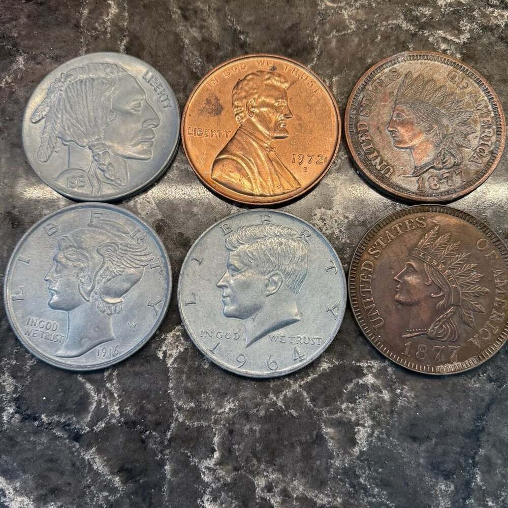 Large Metal Novelty Coins Lot of 6